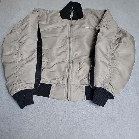 Polo Jeans Ralph Lauren Bomber Jacket Mens L Gray Full Zip Thermal Lined Preppy - Picture 1 of 10